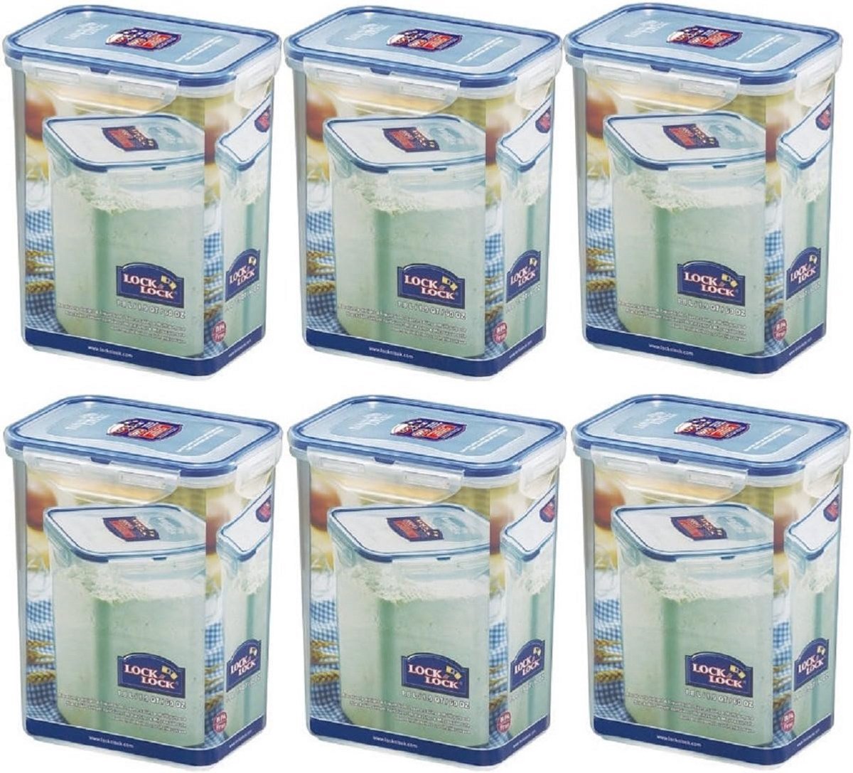 6-delige vershouddozen set 1,8 liter - stapelbare voedselopslag