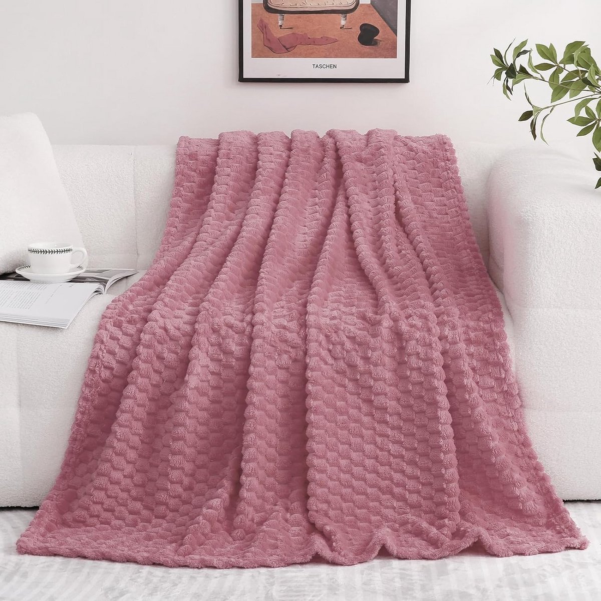 Extra Zachte Plaid Roze 150x200cm - Luxe Fluwelen Fleece Deken voor Bank en Fauteuil