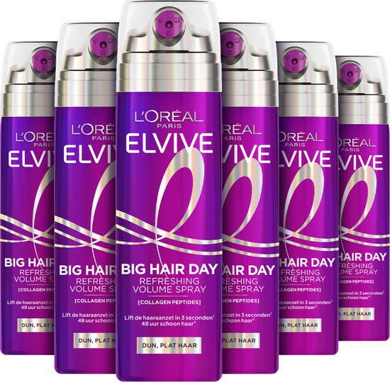 L'Oréal Paris Elvive Collagen Lifter Big Hair Day Spray - Voor dun, plat haar - Instant Lift & 48u Schoon Haar - 200ml - 6 stuks