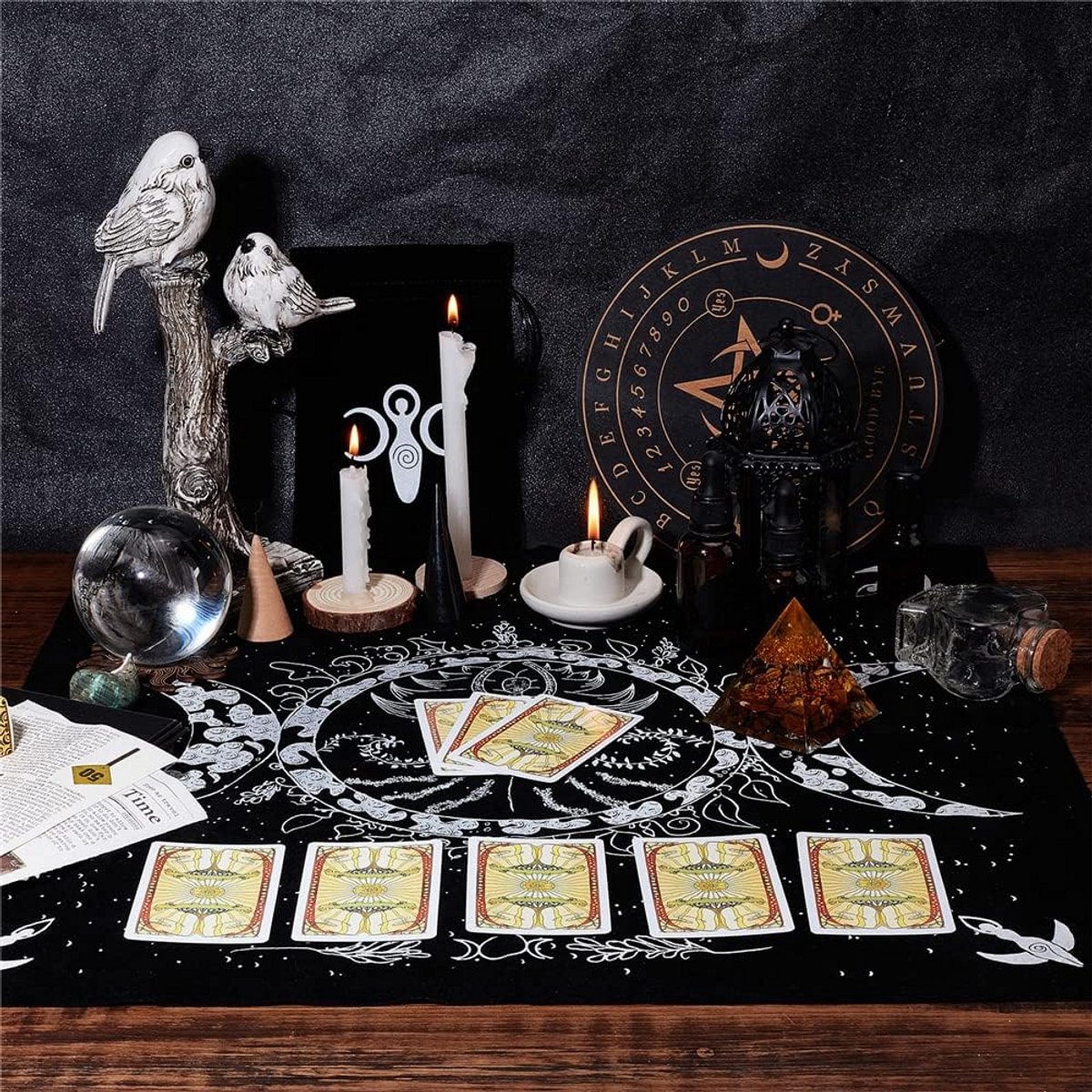 Altaar Kleed Tarotkaarten Tafelkleed – Wijsheid & Spiritualiteit – Triple Moon Godin Ontwerp