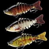 Actie4you® - Set Swimbait - 3 pièces - set de leurres pour poissons carnassiers - Mouvement très réaliste - Bouchon de pêche - Hochet