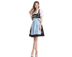 Oktoberfest Costumes for Women, German Dirndl Dress, 3-Piece Bavarian Costume Costume Traditional Oktoberfest Outfits, Beer Girl Chequered Apron, Carnival, Halloween, Cosplay,