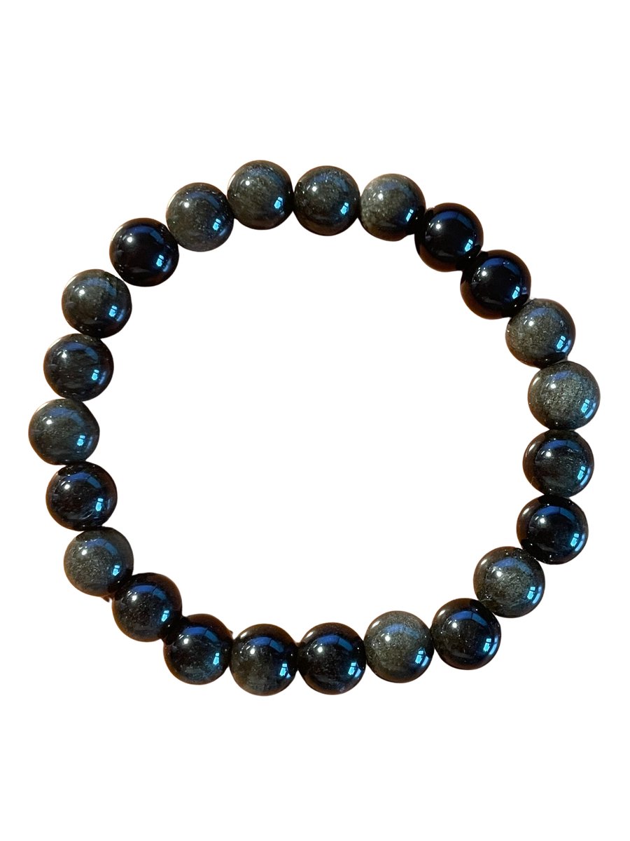Edelsteen Armband-Gouden Obsidaan-Negative Energie-Zelfinzicht-Wilskracht- 8mm 18 cm