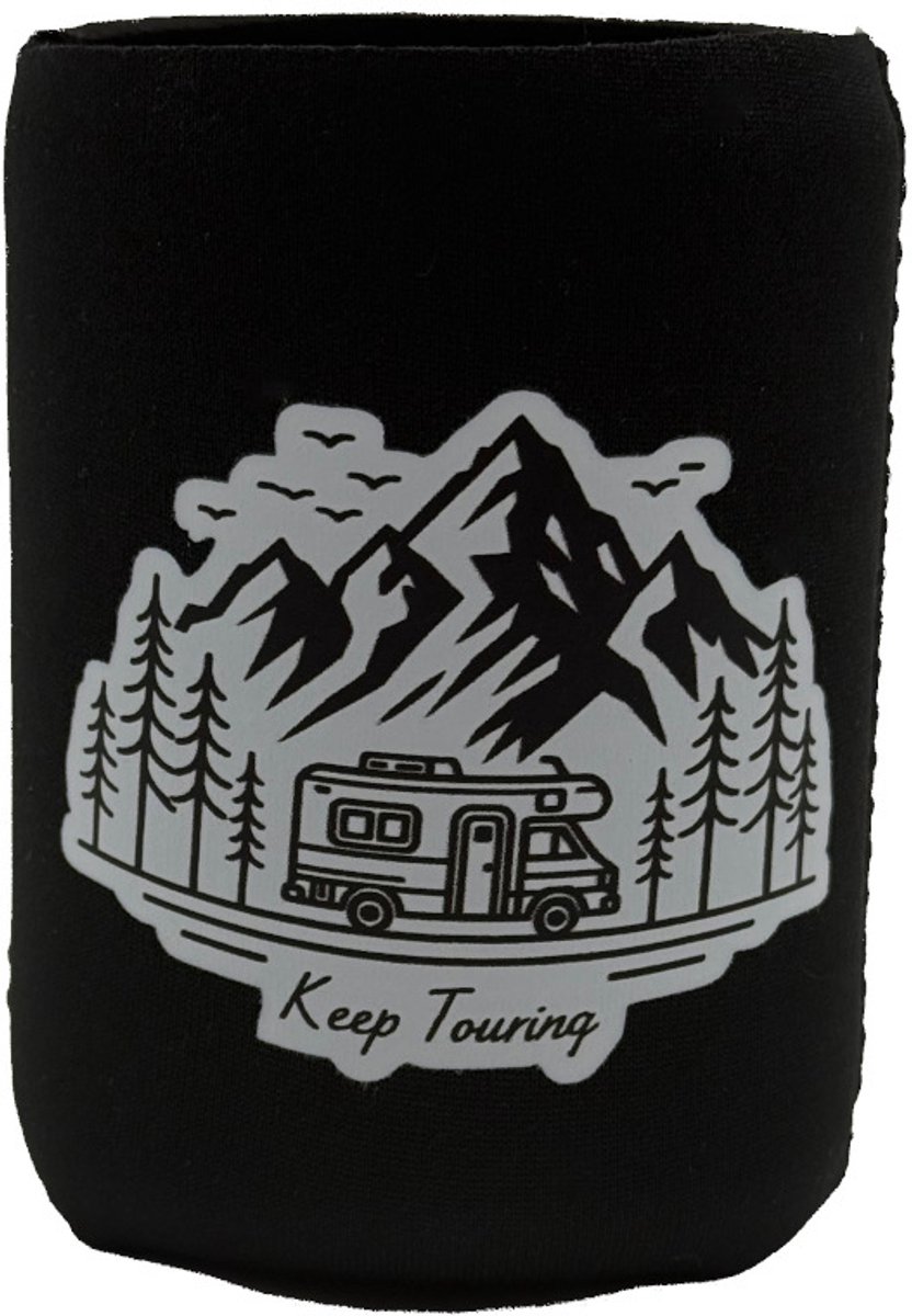 "Keep Touring" Van Life neopreen koelbox voor standaard 330ml blikjes – Mountain Traveler