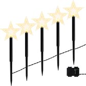 Belle Vous 5 Pak Kerst Ster Tuin Verlichting Staken - 36 cm Buiten LED Pad Lichten - Feestelijke Kerstdecoratie voor Tuin, Pad of Patio - Batterij Aangedreven Sterlichten
