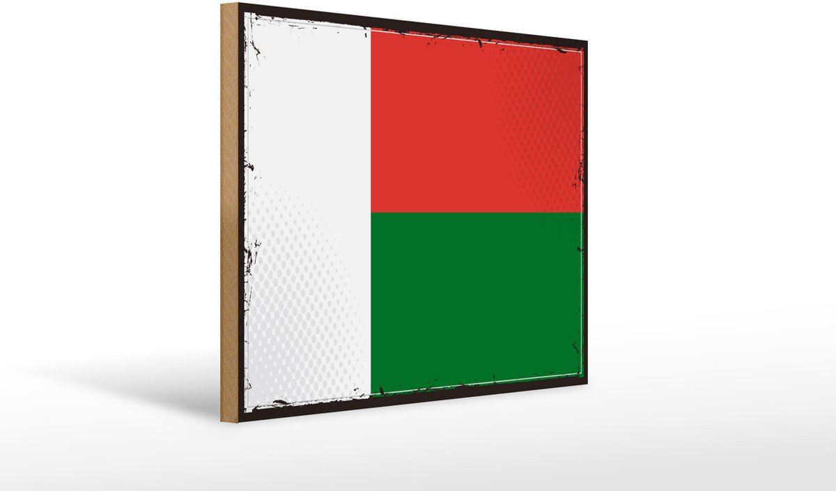 Holzschild Flagge Madagaskars 40x30cm Retro Madagascar