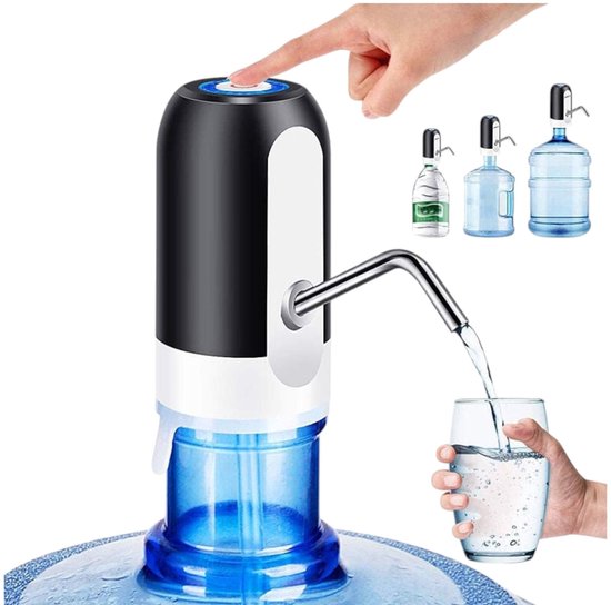 Pompe à eau potable - Pompe à eau électrique - Zwart - Remplissage d'eau automatique - Rechargeable par USB - Pompe à bouteille d'eau - Pour la maison, le bureau, le camping, les voyages - Pompe à eau portable
