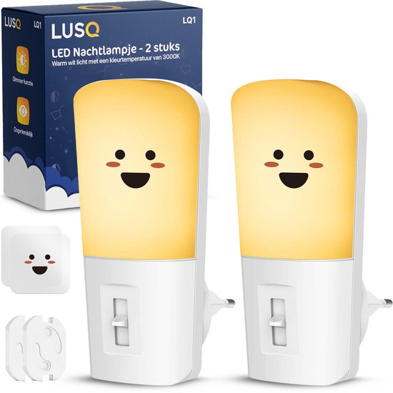 LUSQ® - LED Nachtlampje in Stopcontact - 2 stuks - Dimbare Nachtlampjes met Sensor - Nacht Lamp met Dag en Nacht Sensor