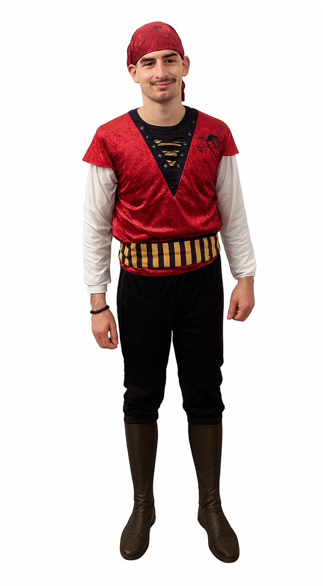 Kapitein Haak kostuum wijnrood - Piratenpartij Kerst Verkleedkleding Heren - Piraten & Viking Halloween - Carnaval - M/L