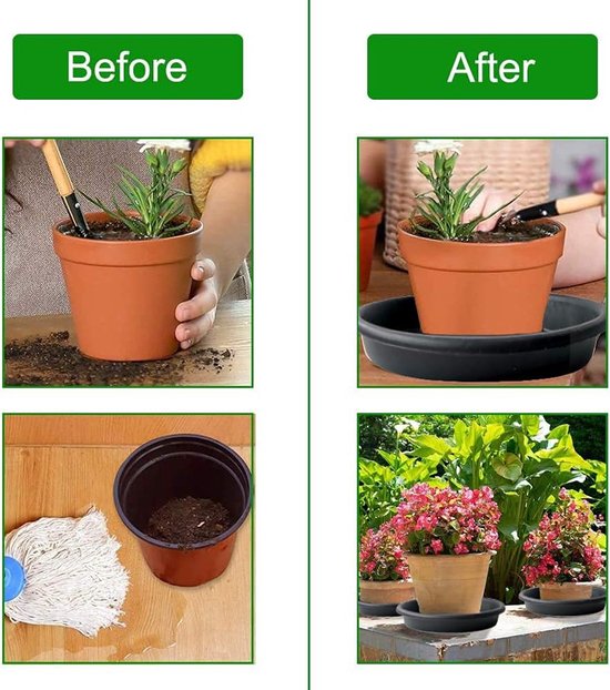 5 stuks planten schotels plastic plantenpot schotels bloempot druppelbakken voor binnen- en buitenplanten - grijs, 14 cm van Merkloos	 — afbeelding 5