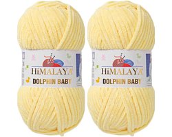 Himalaya Dolphin Baby -(2 stuks)-80302 Licht Geel - Dolfijn Breien Gehaakte Garen 100g - Super Zachte Omvangrijk Dikke Pluche Fluwelen Bella Chenille Wol Kind Deken Amigurumi