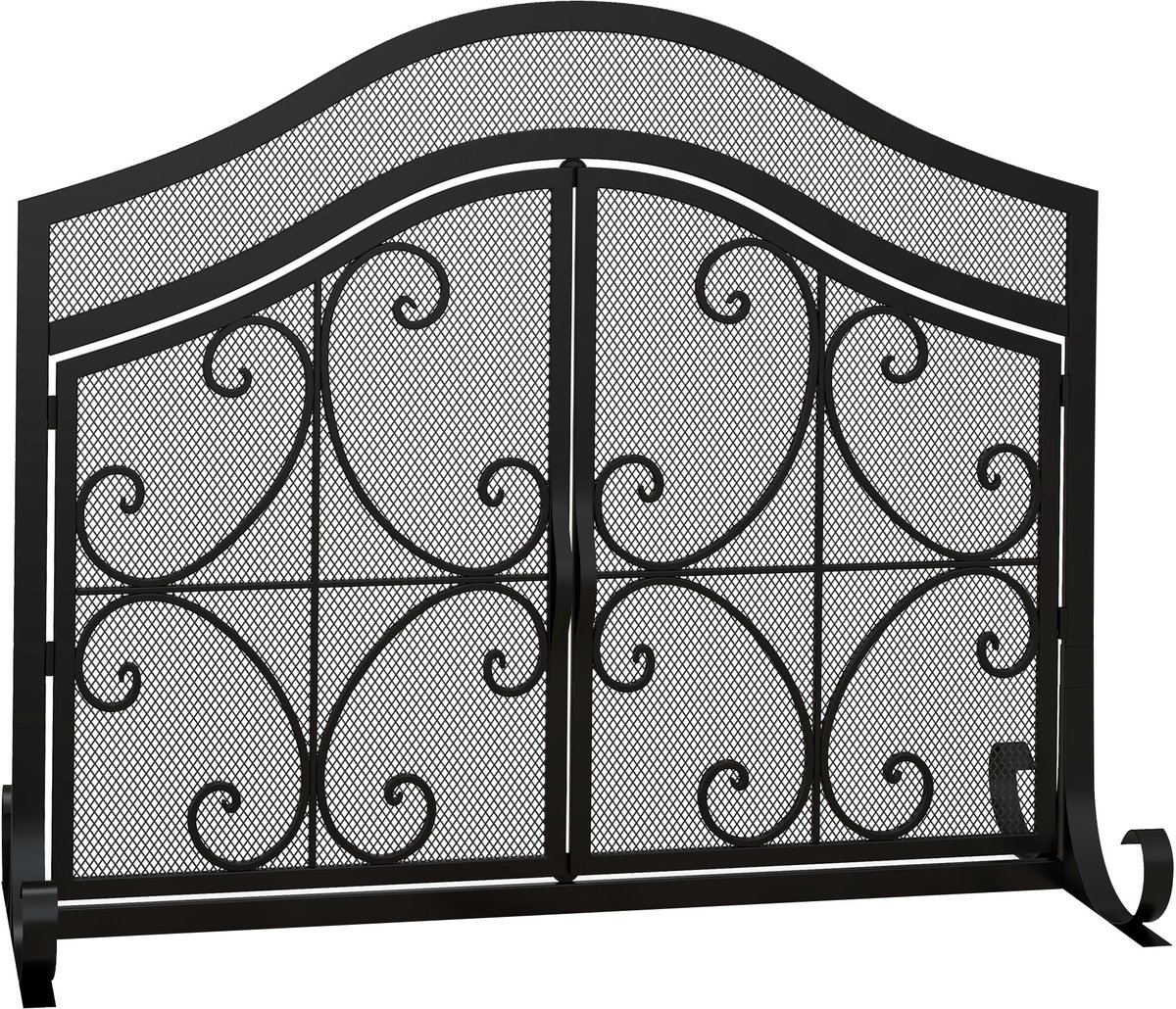HOMCOM Haardscherm - Staal - 105x40x80,5cm - Zwart