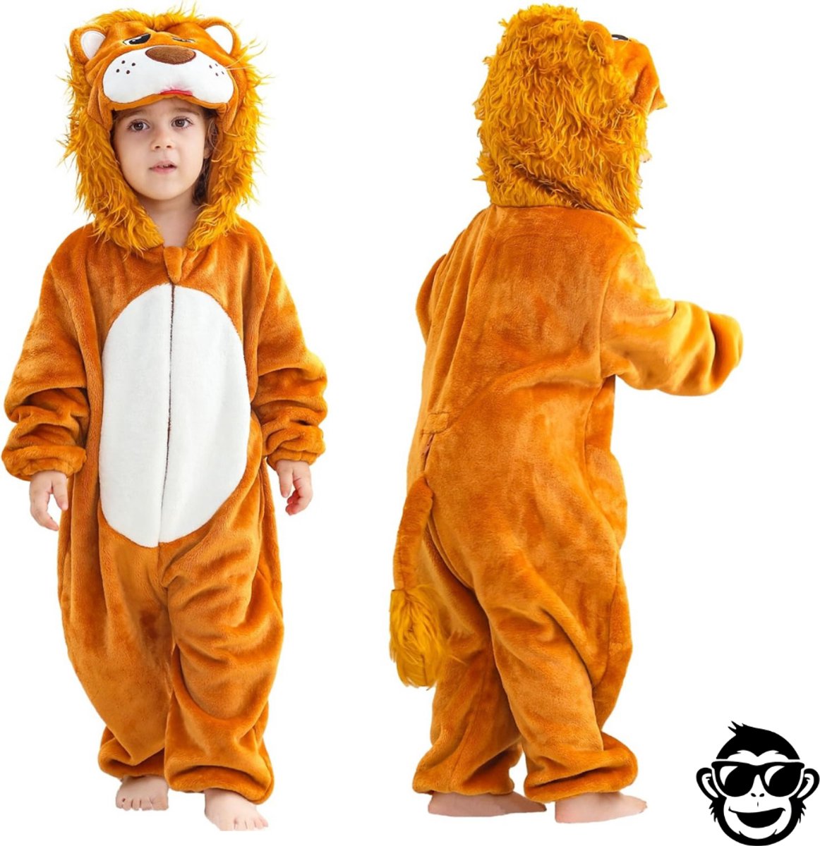 BoefieBoef Wilde Leeuw Dieren Kleuter Onesie Peuter Pyjama Kinderen 2 tot 4 jaar – Verkleedkleding met Luierrits – Carnaval Dierenpak - Kerst en Kraamcadeau - Zacht Flanel - Baby Romper - Boxpak - Jongens - Meisjes - Kruippak - Winterpak — afbeelding 5