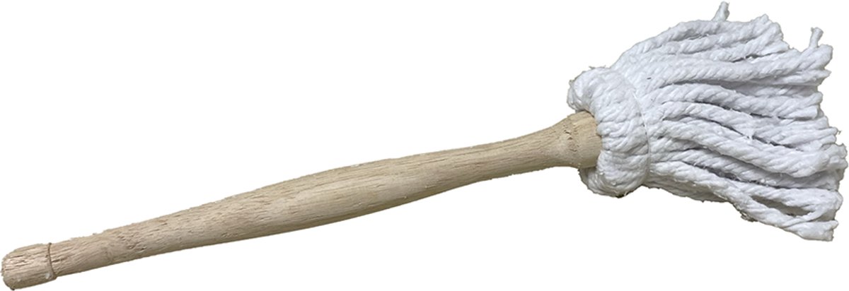 Ouderwetse Vaatkwast van Katoen – Traditionele Afwasborstel met Houten Steel – Zachte Haren voor Krasvrij Afwassen