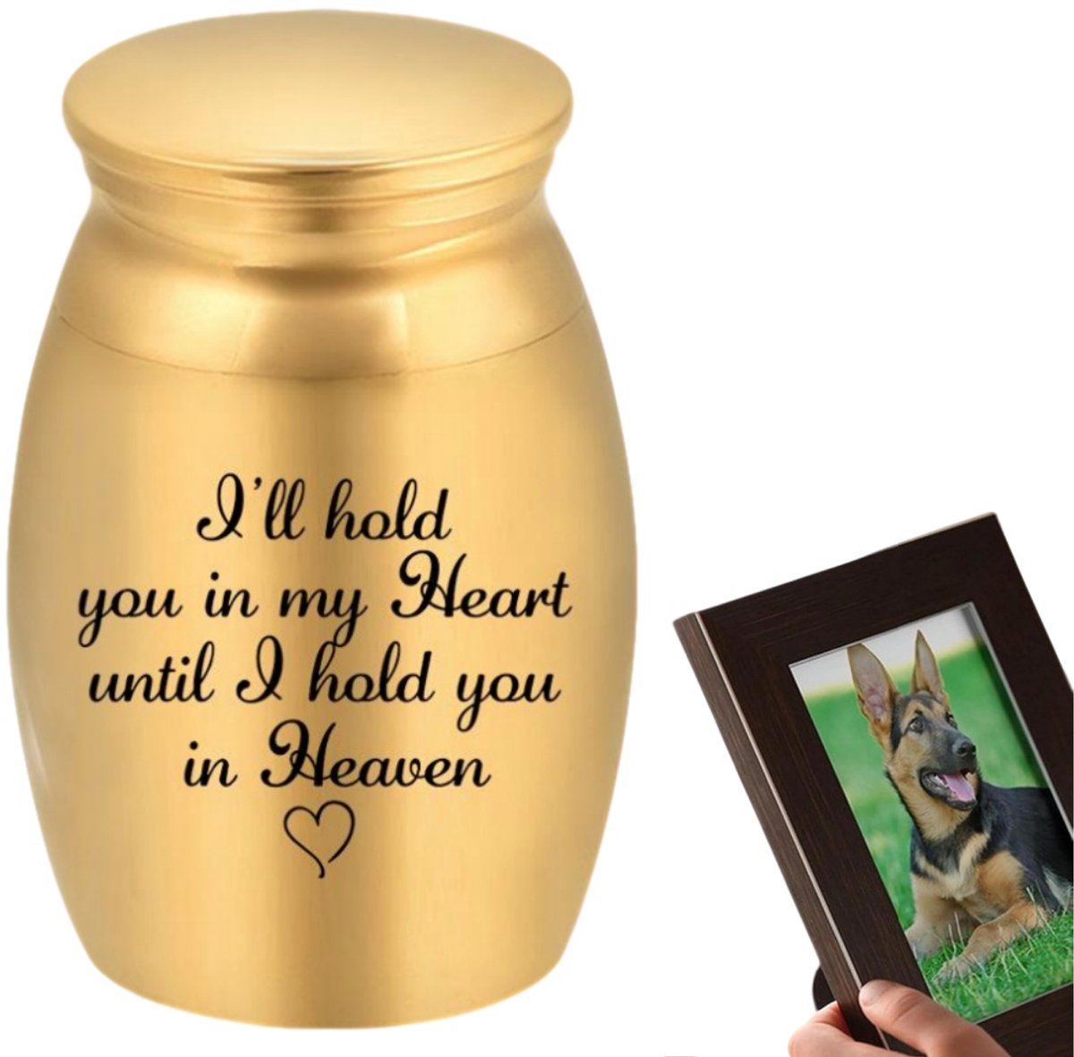 1 stuk - Kleine metalen urn - Mini crematie urn - Huisdierenurn - Herinneringsurn - Huisdierenurn - Ter nagedachtenis aan uw huisdier - Stevig en duurzaam - Goud - 16x25mm - Geschikt voor honden en huisdieren