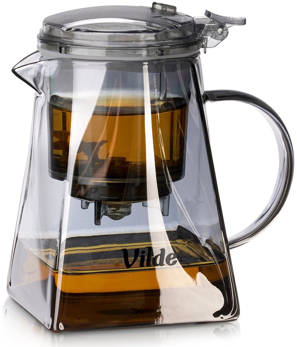 Theepot met Filter met Knop Glas 730 ml - Koffie- en Thee Pot - Infuser - Theezeef - Filter - Zeef