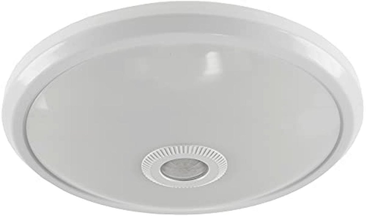 Ronde Plafondlamp met Bewegingsmelder 29cm 12Watt en 360° Sensor - Warm en Wit Licht