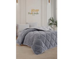 Dekbed zonder overtrek - Grijs - 200x200 cm - Tweepersoons - 2 in 1 Dekbed - Teddy - Zacht & Hypoallergeen - 4 Seizoenen - Dubbelzijdig - Wasbaar - Ultra Soft - De Linde Home