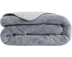 Dekbed zonder overtrek, 4 Seizoenen Dekbed, Teddy, Wasbaar Dekbed, Grijs, 200x200 cm, Tweepersoons, Teddy Dekbedovertrek, 2 in 1 Dekbed, Hoesloos Dekbed, Ultra Soft Dekbed, Dubbelzijdig, Wasbaar, Zacht & Hypoallergeen, De Linde Home