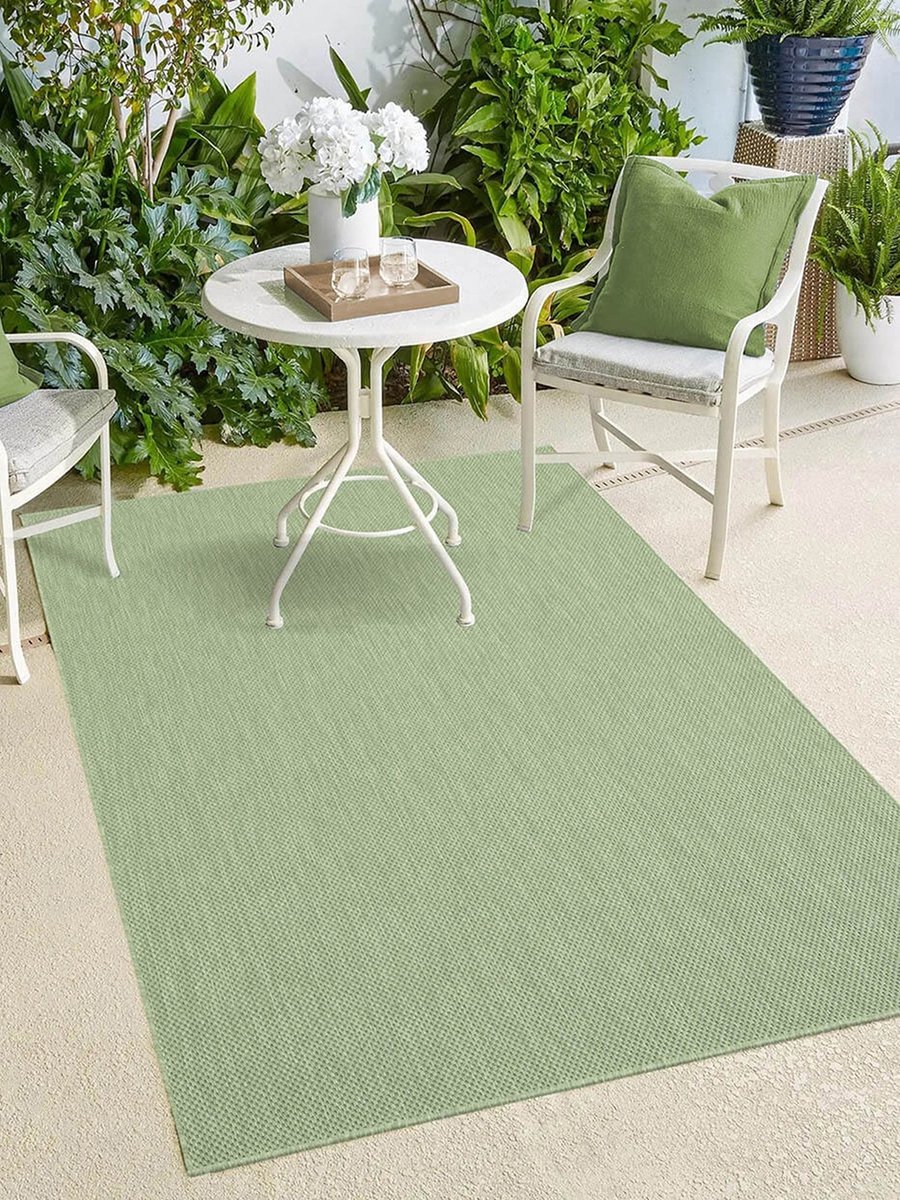 Karpet24 Sisal – Modern Effen Vloerkleed voor Binnen & Buiten, Groen-80 x 150 cm