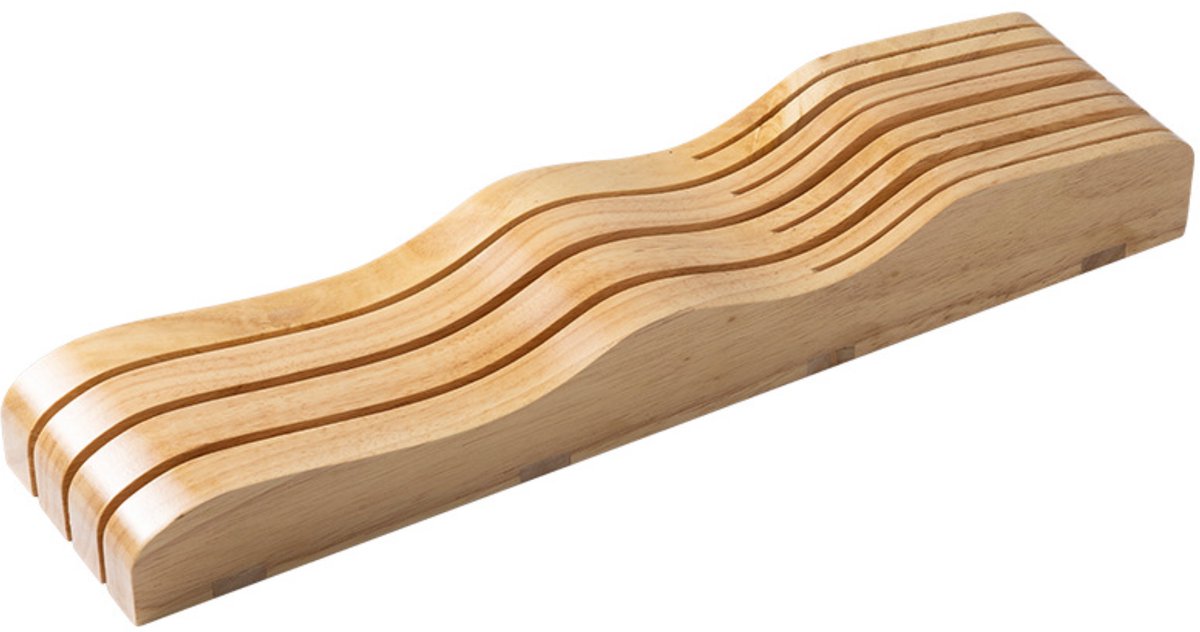 House of Husk Messenblok voor Lade Klein- Houten Messen Houder - Messenrek - Messen Organiser - Rubberhout - Tot 7 Messen