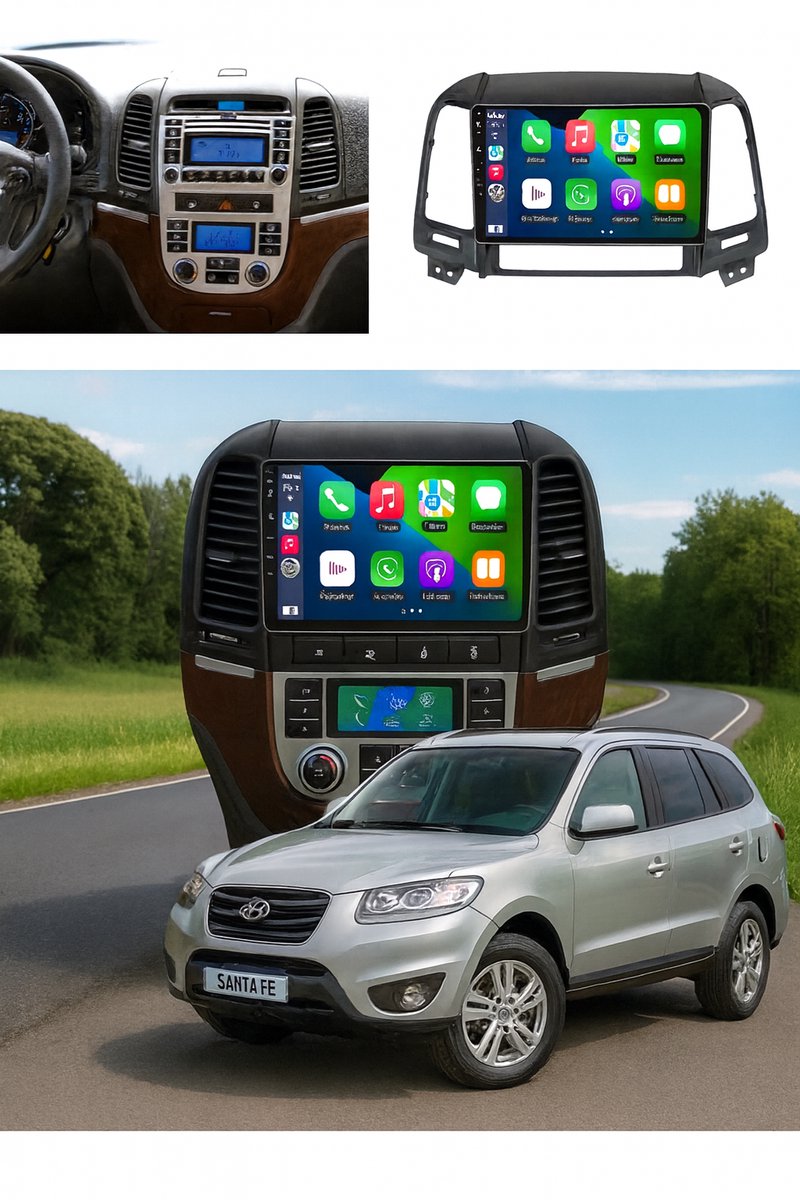 ADIVOX 9 inch T4 geschikt voor Hyundai Santa Fe 2006-2011 CarPlay/Auto/WiFi/RDS/DSP/5G/QLED/DAB+