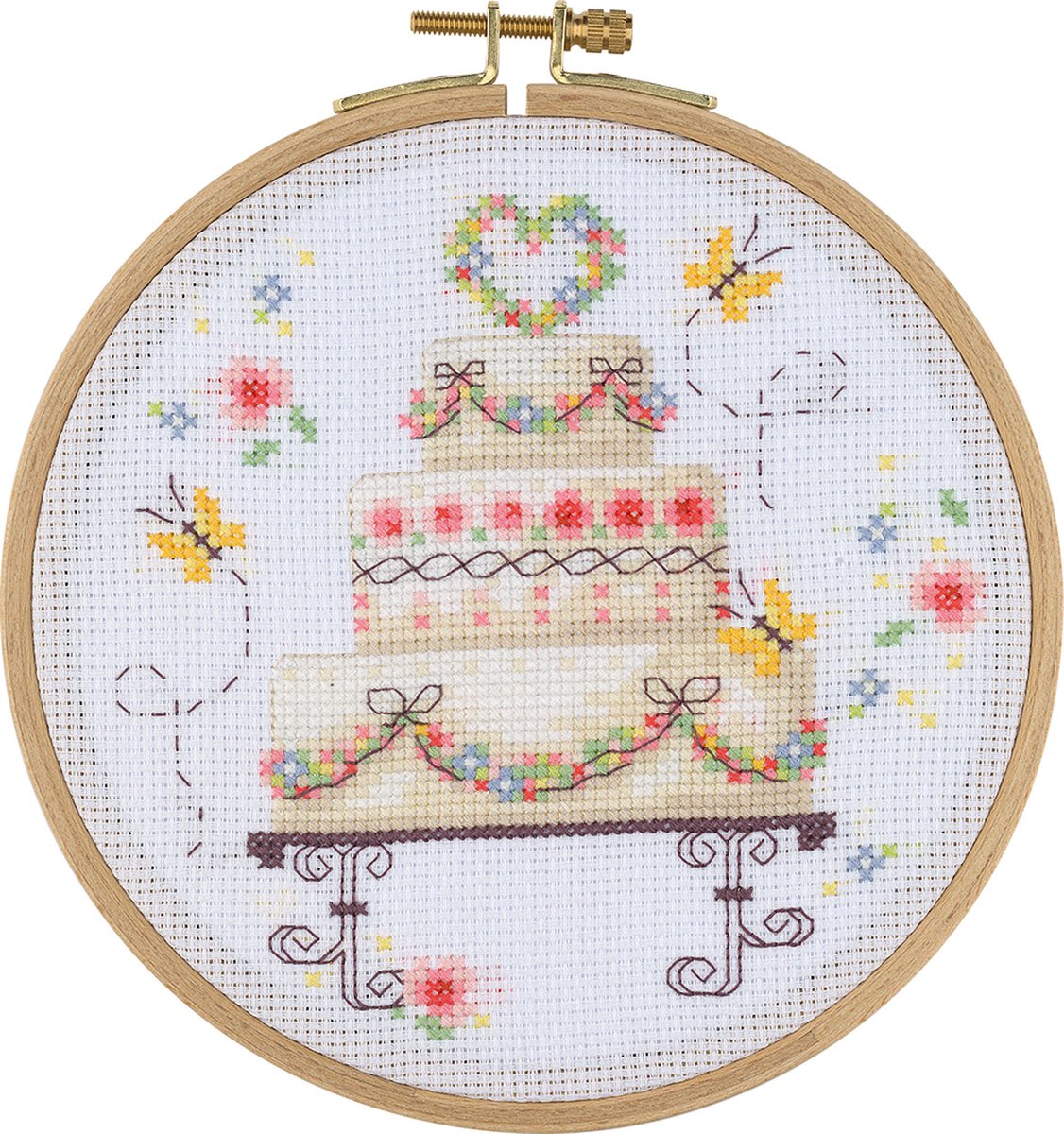 Borduurpakket My Cross Stitch - Taart - Met houten ring