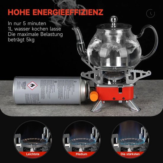 Mini Draagbare Gasverwarming voor Camping - Compacte Tentkachel met Koffer - Ideaal voor Buitenavonturen - Inclusief 2 Gasflessen van MINI — afbeelding 5
