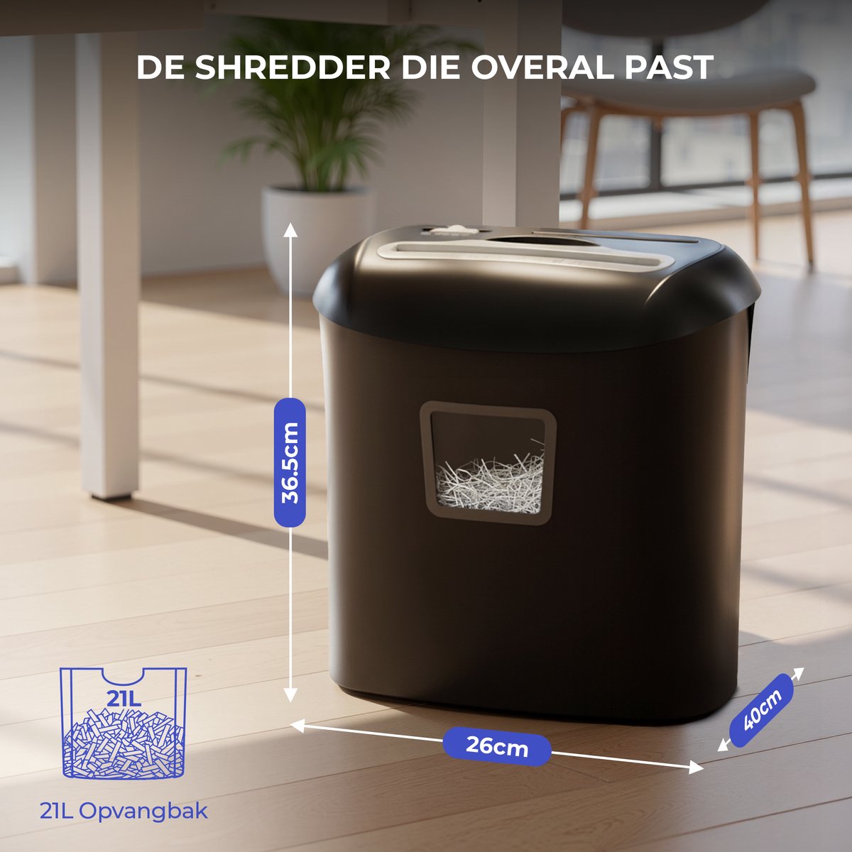 Stane Papierversnipperaar – Papiervernietiger voor Thuis en Kantoor – Shredder Vernietigt Creditcard en CD - Versnipper 10 A4 Vellen in 1 Keer – 21L OpvangBak - Zwart thumbnail 3