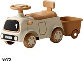 YAR Retro Loopauto | Loopwagen voor Jongens & Meisjes | 1-3 jaar | Duurzaam | Veilig | Stimuleert Motorische Vaardigheden | Bruin/Wit