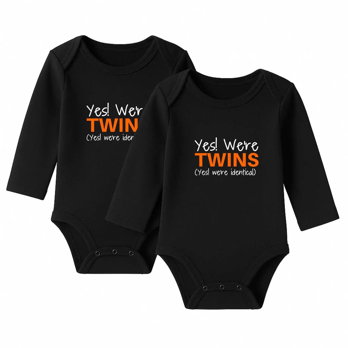 Romper Tweeling Baby – Yes! We’re Twins – Zwart – Lange mouw – Maat 62/68