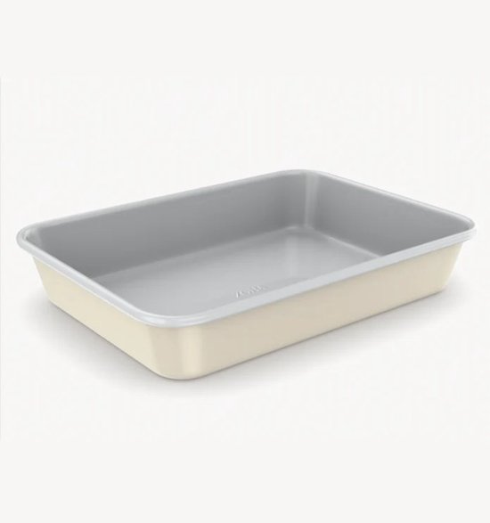 Plat à four rectangulaire en céramique Zoha 37,5 × 27,3 cm – Sans PFAS – Revêtement antiadhésif naturel – Beige