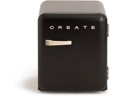 CREATE - Koelkast in retrostijl - Zwart - Handvat Zand - FRIDGE RETRO 48L