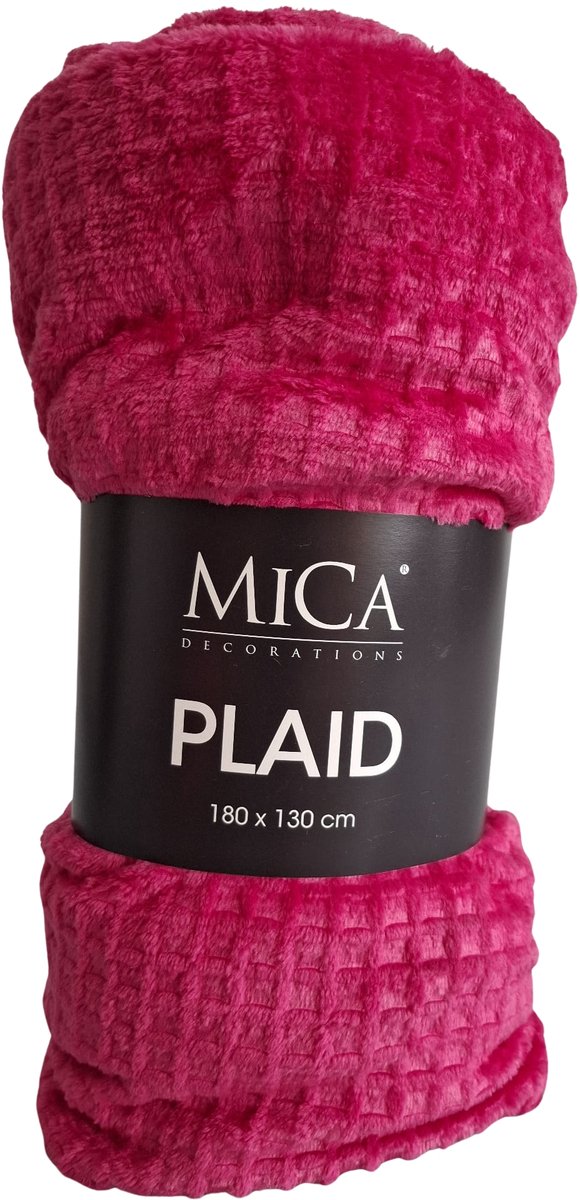 Mica Joanne Fleece Plaid 180x130 cm – Zacht Woondeken – Fuchsia