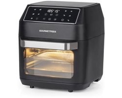 GOURMETmaxx Hetelucht friteuse 12 L Airfryer | Friteuse met 9 functies, touch display, roterende & shashlik spiesen | 10 Programma's incl. pizza | Mini-oven 1700 W - vrijwel olievrij