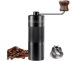 Handmatige koffiemolen, Lichte stevige molen van roestvrijstalen met 50 maalinstellingen Expresso koffiemolen zonder plastic met houten handvat voor huis, bureau en reizen