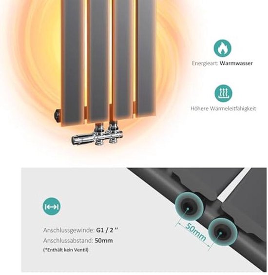 Design Radiator Laag EMKE Kleine radiator 600 x 300 mm, verticale radiator badkamer platte ...