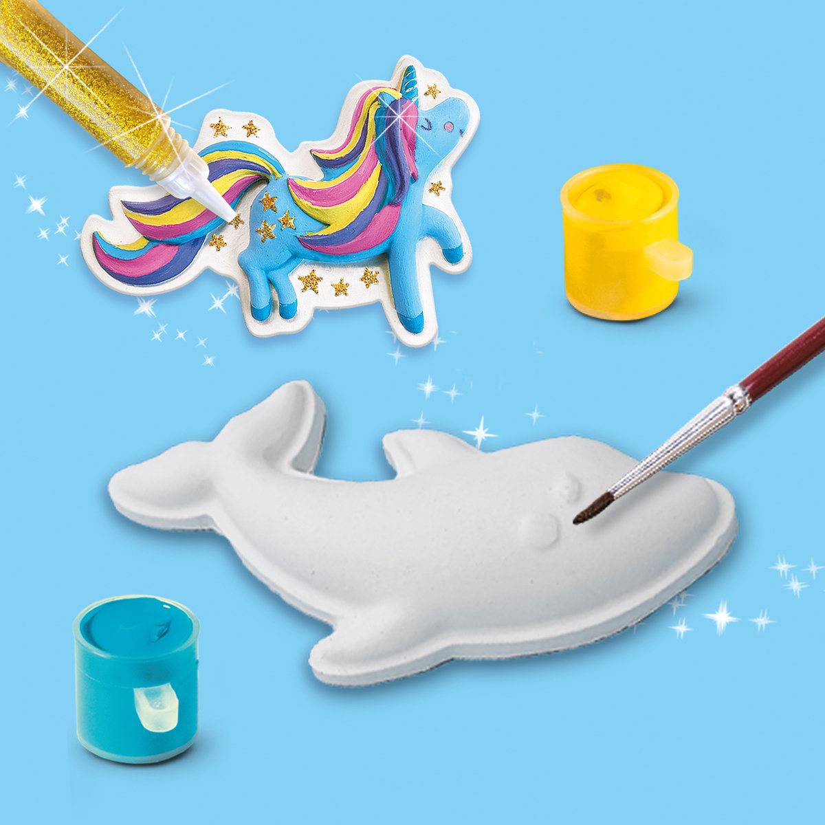 SES Creative Gieten en Schilderen Set - Unicorn en Zeemeermin Mega Box - Voor Meisjes vanaf 5 Jaar - Knutselen - Sneldrogend - Schoencadeautjes Sinterklaas — cadeau in Hobby - foto 2