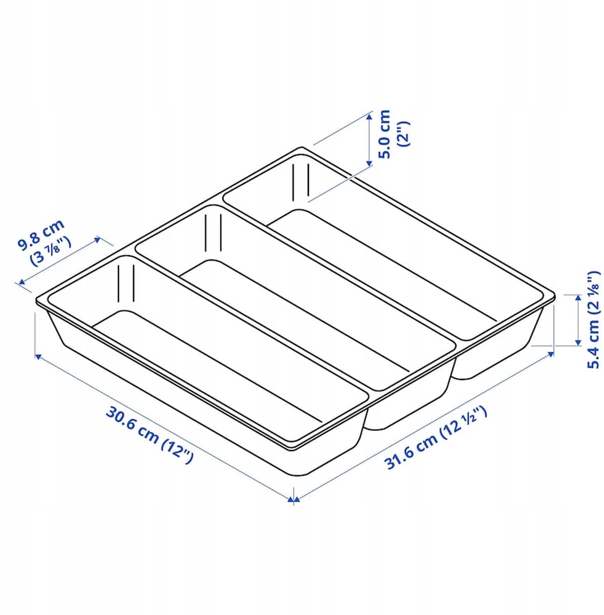 UPDATE Bestekbak Wit 32x31 cm - Keukenlade Organizer