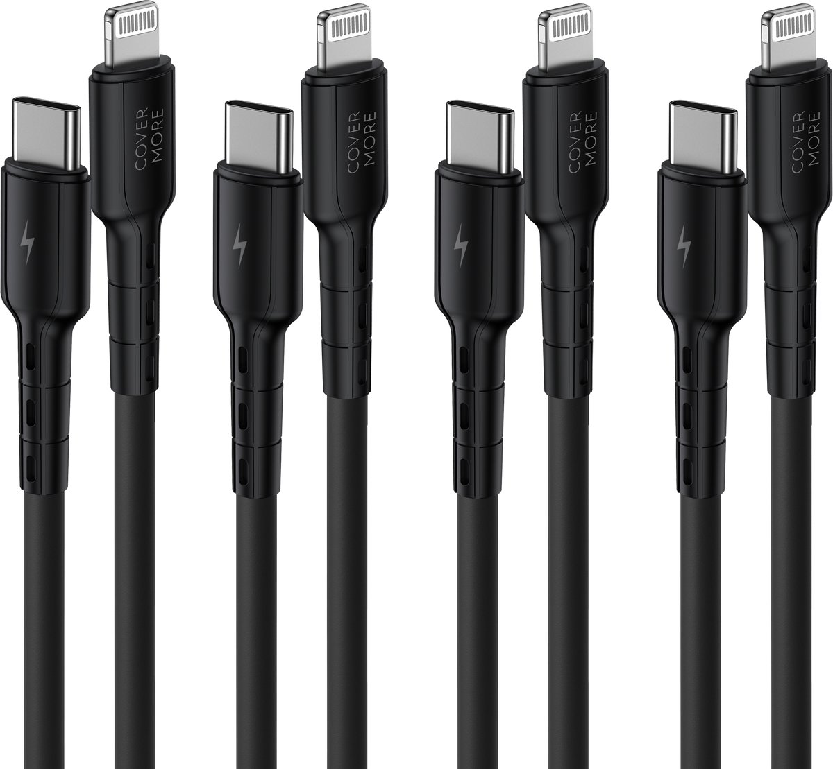Voordeelpak oplaadkabels geschikt voor iPhone kabels - 4 stuks - 1m - Zwart