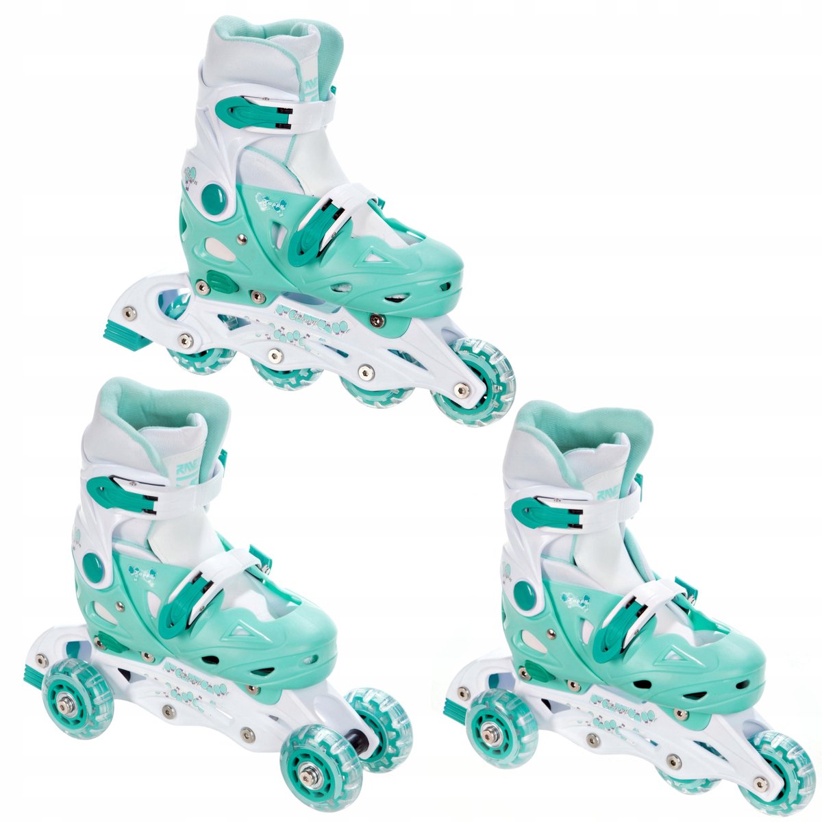 RAVEN Balloon Mint Kinder Skates 3-in-1 Verstelbaar Maat 33-36