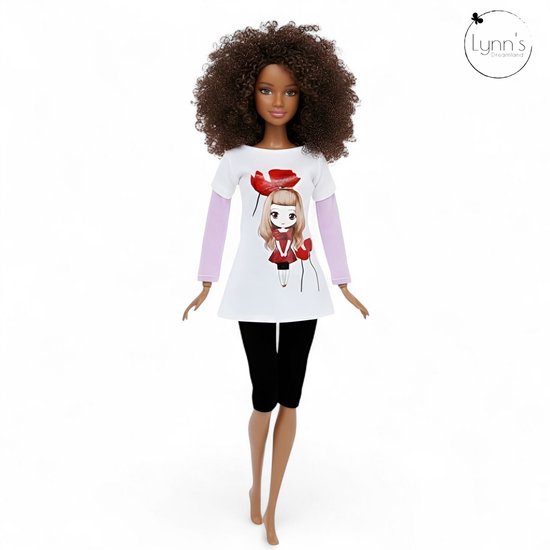 Lynn’s poppenkleertjes - Set ‘Chloë’ - Geschikt voor Barbie pop - Set van 5 outfits - Kleding voor modepoppen - Cadeauzakje van Merkloos — afbeelding 4