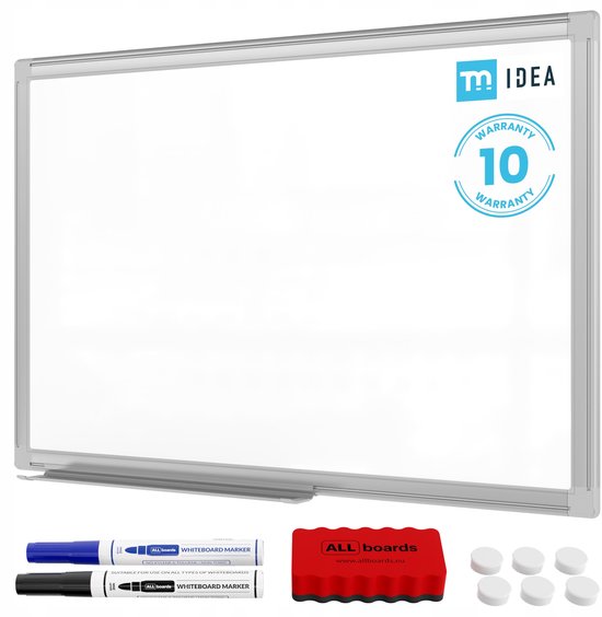 Met magnetisch whiteboard 60x40 cm met aluminium frame, incl. accessoires