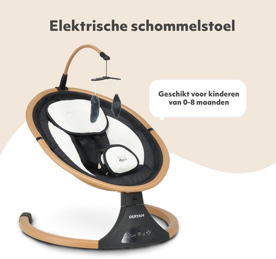 Deryan Baby Elektrische Wipstoel - Schommelstoel - Hout look - Bluetoothfunctie,Speaker en Afstandsbediening van Deryan — afbeelding 3