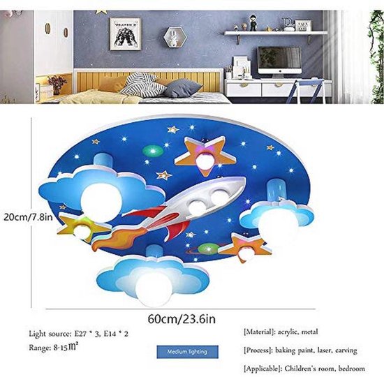 Dimbare Plafondlamp voor Kinderkamer in Kosmisch Sterrenontwerp - Decoratieve Verlichting voor Jongens en Meisjes van Merkloos — afbeelding 5