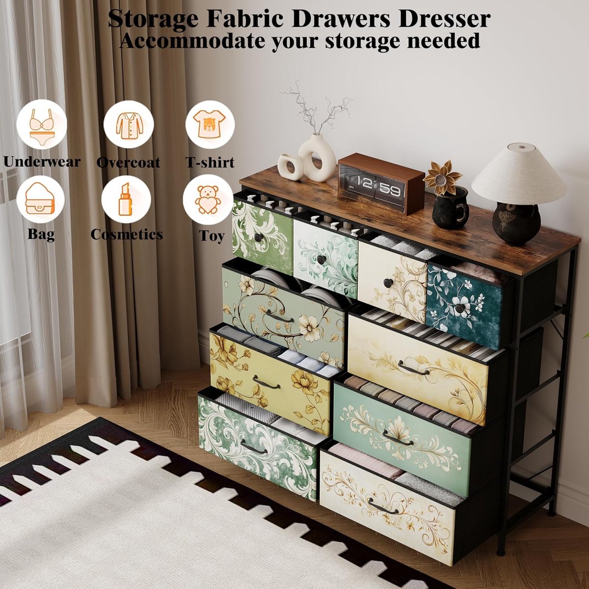 Dressoir met 10 Laden – - Bruin - Altameubel – Stoffen Opbergkast voor - Medahomestore