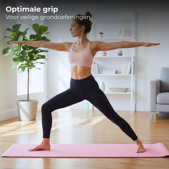 Lomera Antislip Yogamat - TPE Materiaal - Roze Yogamat - Draagbare Yogamat - Elastische Draagbanden - Zachte Yogamat - Flexibele Yogamat - Yoga en Fitness - Makkelijk op te Bergen - Optimale Grip - Grond Workouts - Pilates van Merkloos — afbeelding 3