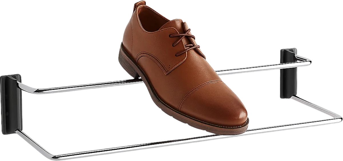 Lomera Verstelbaar Schoenenrek – Schoenen Overzichtelijk Opbergen – Verchroomd Metalen Rek – Verstelbaar Tussen 40 en 70 cm – Schoenenrek voor Wand – Ruimtebesparend Schoenenrek – Metalen Schoenenrek – Schoenen Opbergsysteem