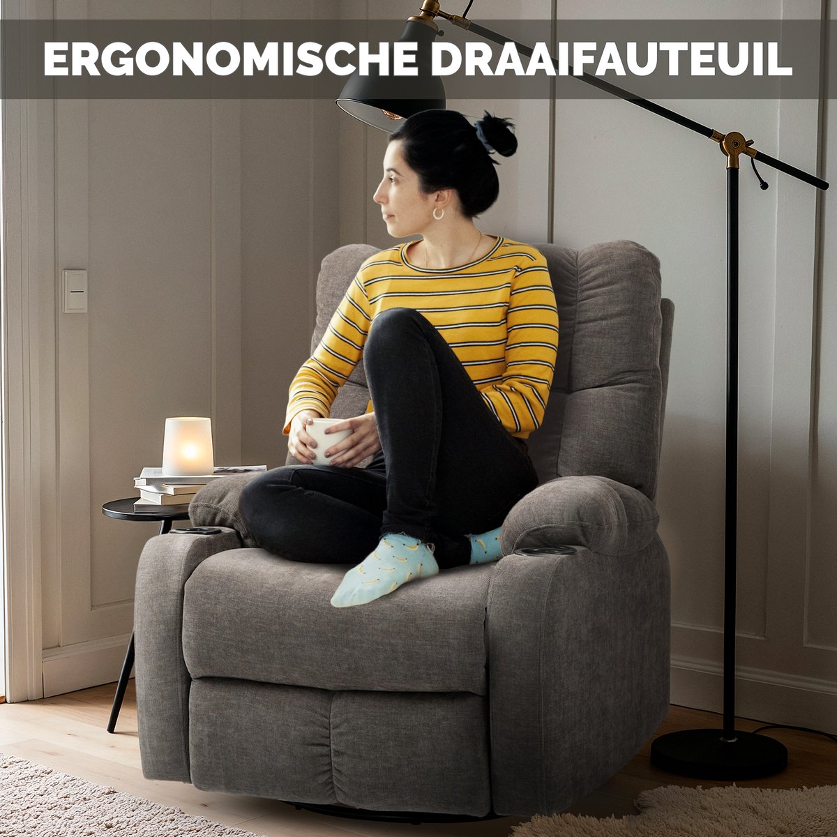 GranMaison Elektrische Massagestoel Lichtbruin - afbeelding 2