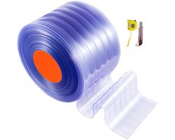 Transparant PVC Strokengordijn, 45,7 M Lang X 30,5 cm Breed, Geribbelde Kunststof Deurstrip Op Rol, Geschikt voor Vriezers, Koelcellen En De